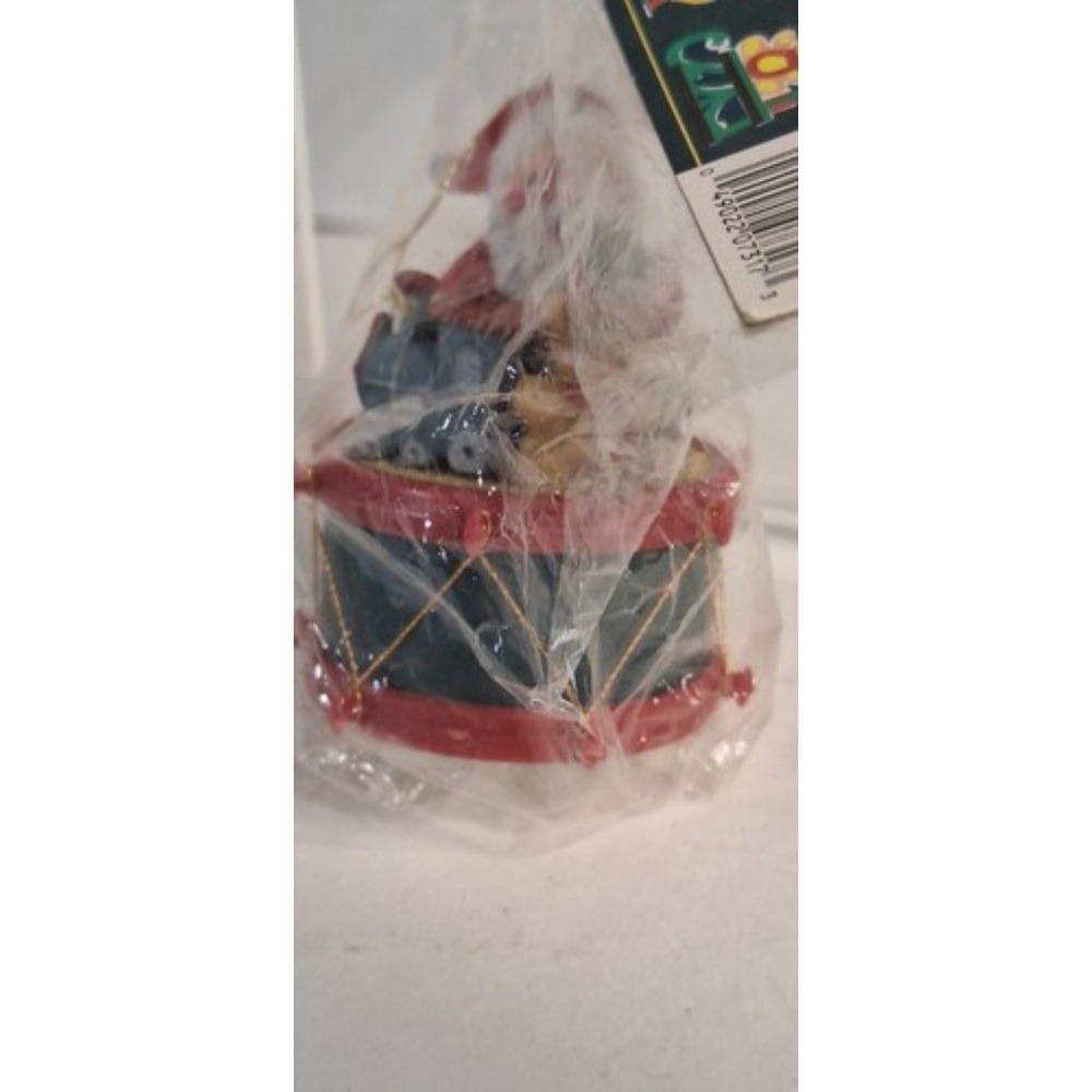 JoyBrite Collectible Ornaments Santa on drum with train bear NIP‎